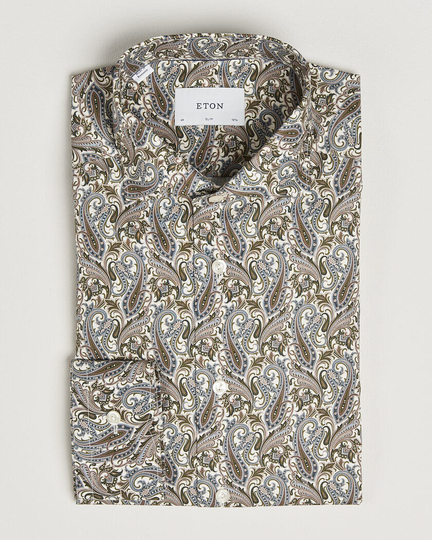 Eton Slim Fit Signature Twill Printed Shirt Green Multi – Multicolore