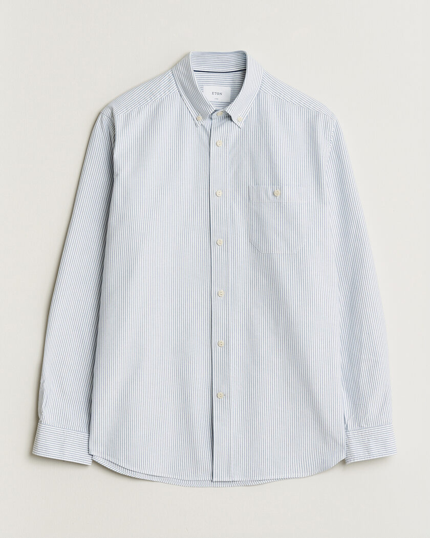 Eton Regular Fit Ivy Oxford Striped Shirt Mid Blue – Blu