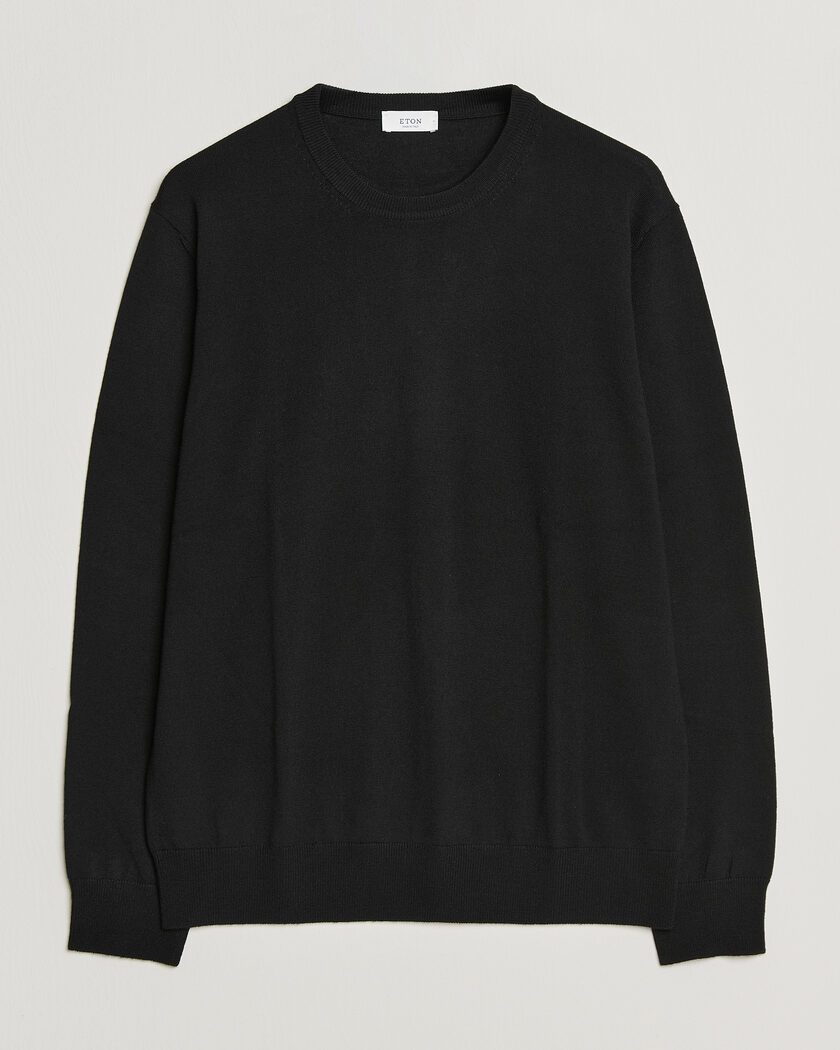 Eton Merino Wool Knitted Crew Neck Black – Nero
