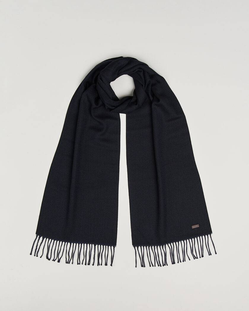 Eton Twill Merino Wool Scarf Navy Blue – Blu