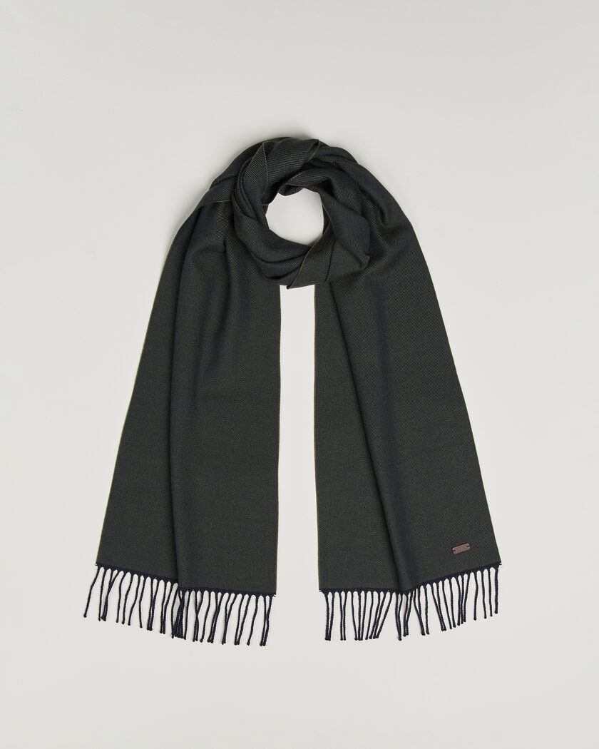 Eton Twill Merino Wool Scarf Dark Green – Verde