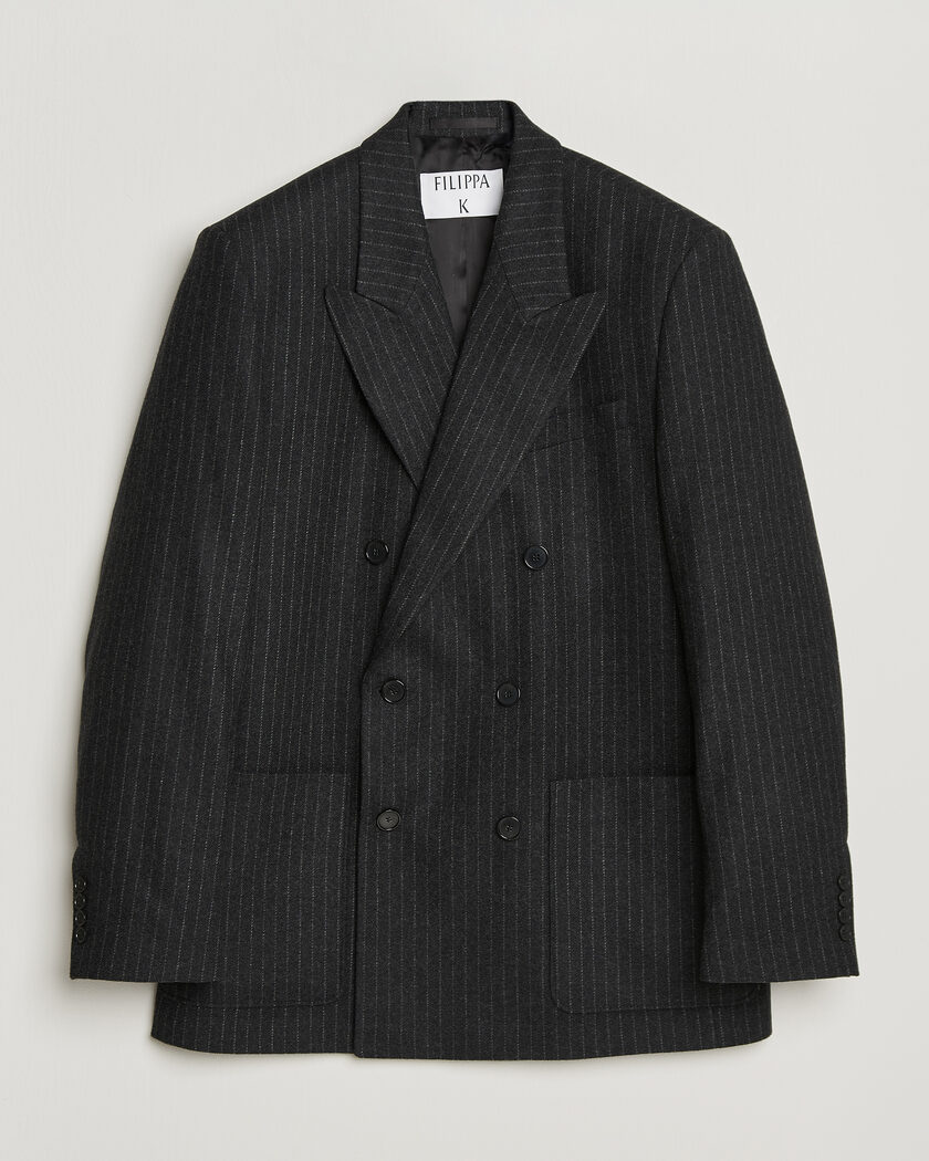 Filippa K Michael Wool Flannel Pinstriped Blazer Anthracite – Grigio