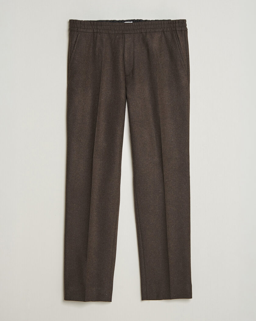 Filippa K Theo Relaxed Flannel Trousers Walnut Brown – Marrone