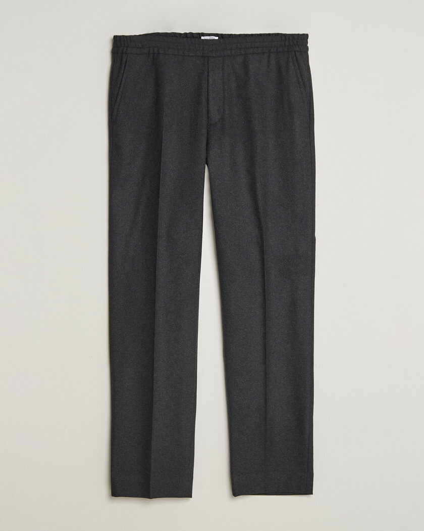 Filippa K Theo Relaxed Flannel Trousers Anthracite Melange – Grigio