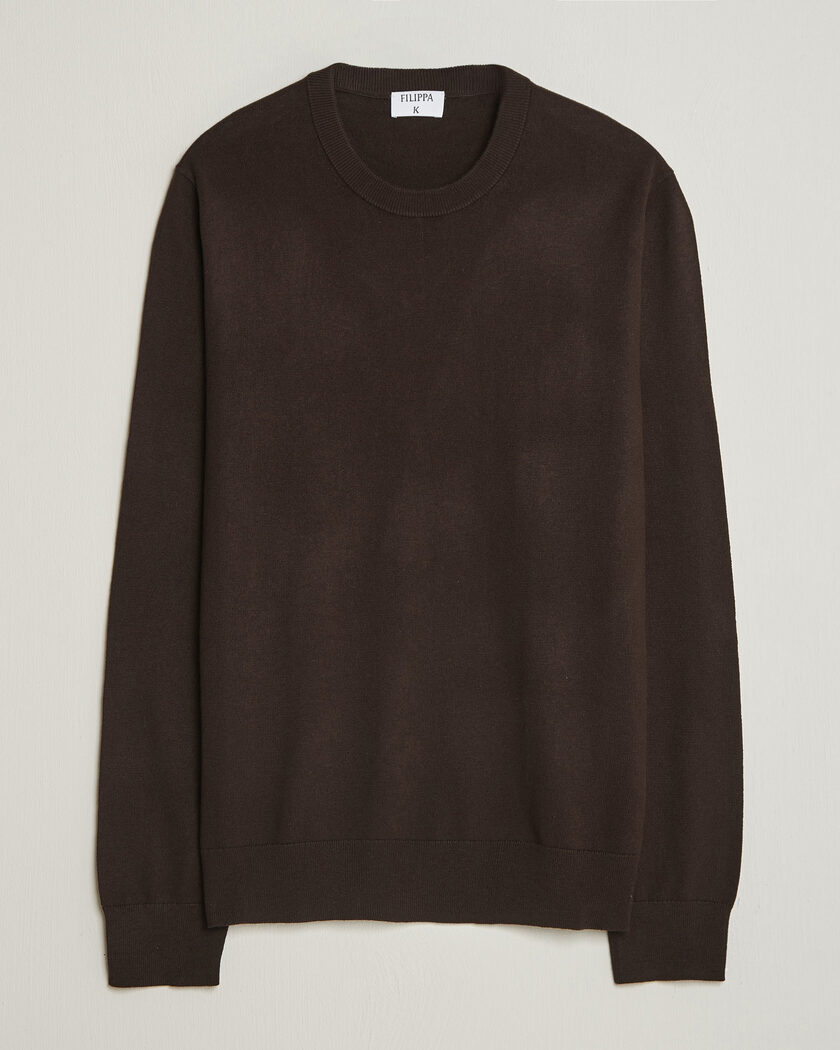 Filippa K Cotton Merino Knitted Sweater Dark Chocolate – Marrone