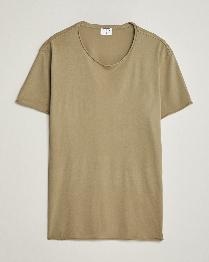 Filippa K Roll Neck Crew Neck T-Shirt Light Olive Green – Verde