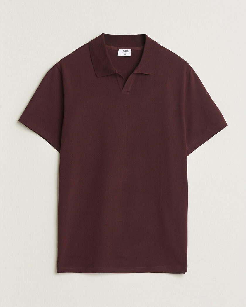 Filippa K Soft Lycra Polo T-Shirt Dark Burgundy – Rosso