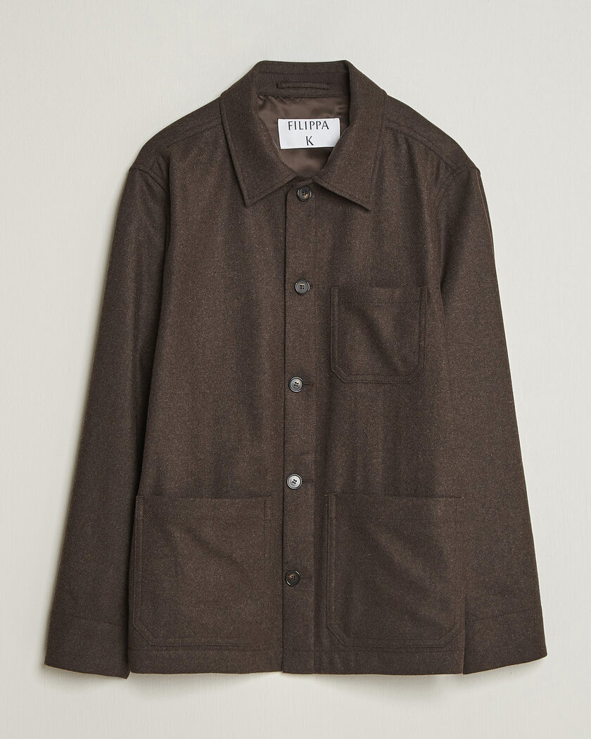 Filippa K Taylor Flannel Overshirt Walnut Brown – Marrone