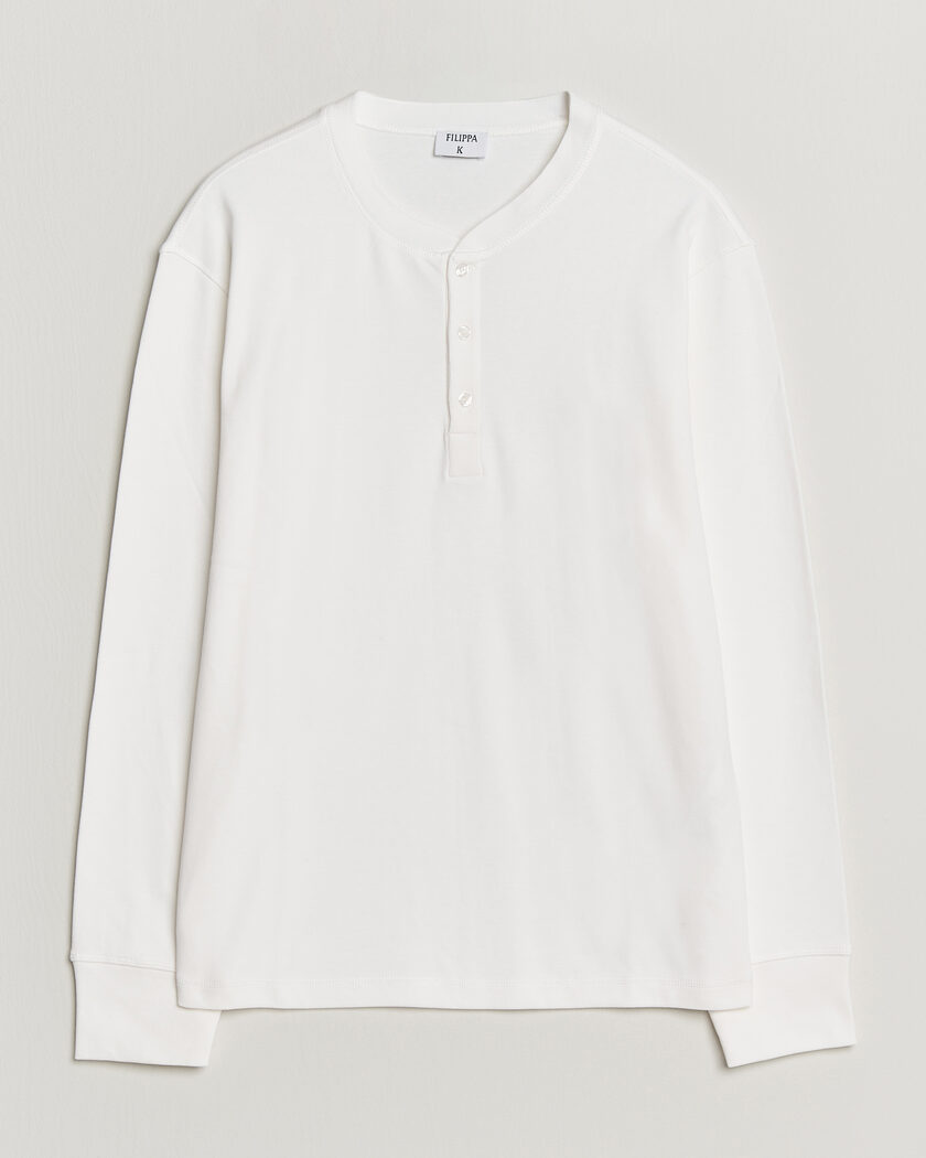 Filippa K Cotton Rib Henley White – Bianco