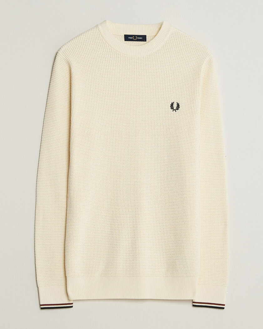Fred Perry Waffle Stitch Jumper Ecru – Bianco