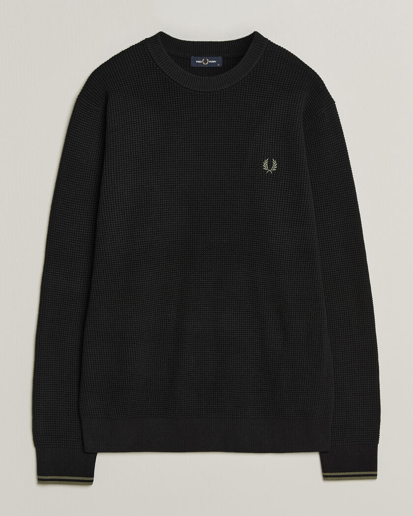 Fred Perry Waffle Stitch Jumper Black – Nero