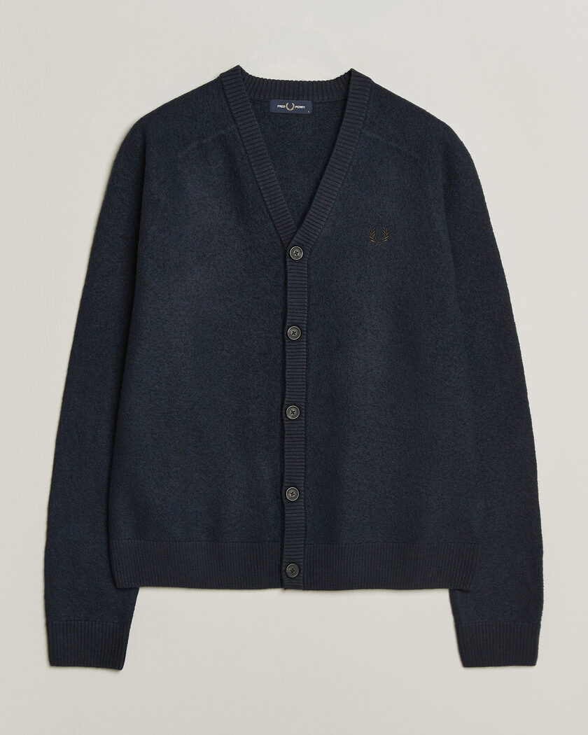 Fred Perry Wool Saddle Sleeve Cardigan Navy – Blu