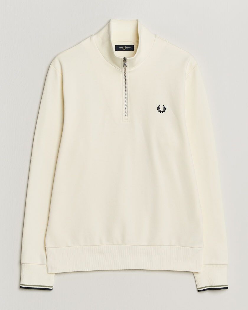 Fred Perry Half Zip Sweatshirt Ecru – Bianco