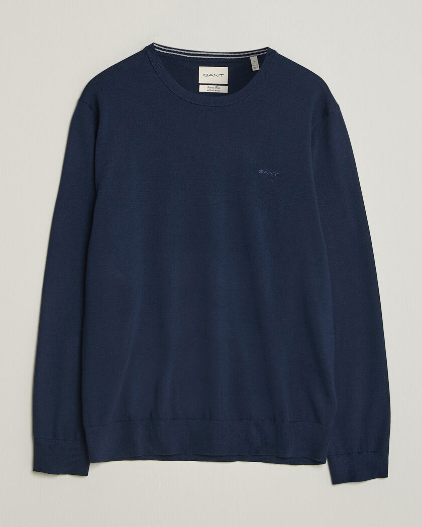 Gant Extrafine Merino Knitted Crew Neck Marine – Blu