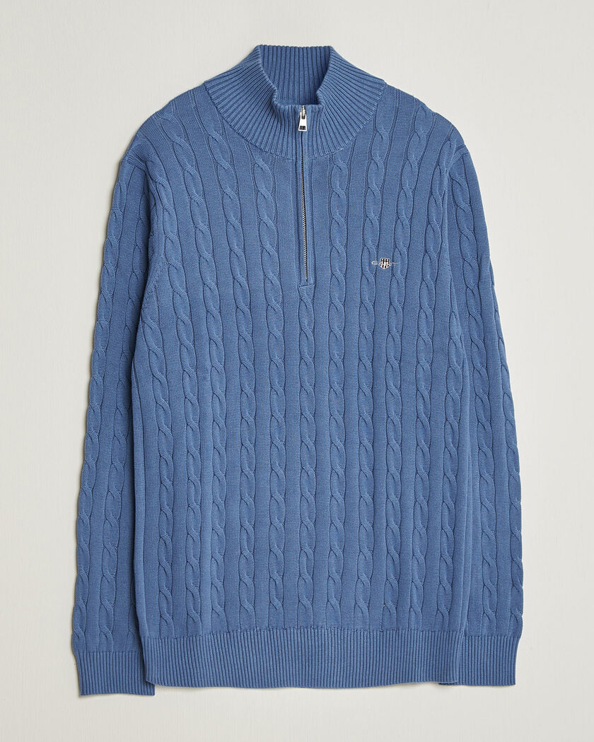 Gant Cotton Cable Half Zip Blue Horizon – Blu