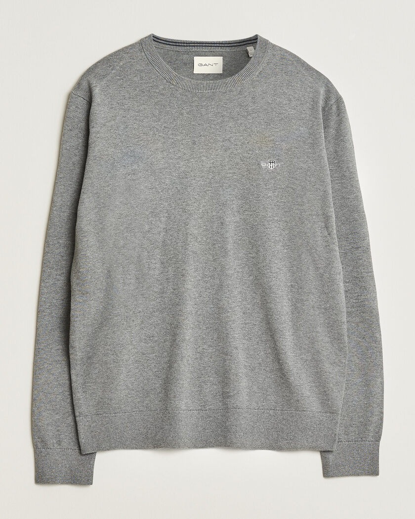 Gant Classic Cotton Crew Neck Dark Grey Melange – Grigio
