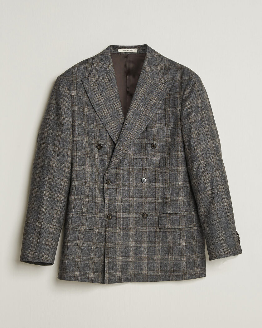 Gant Wool Glencheck Double Breasted Blazer Ceramic Grey – Grigio