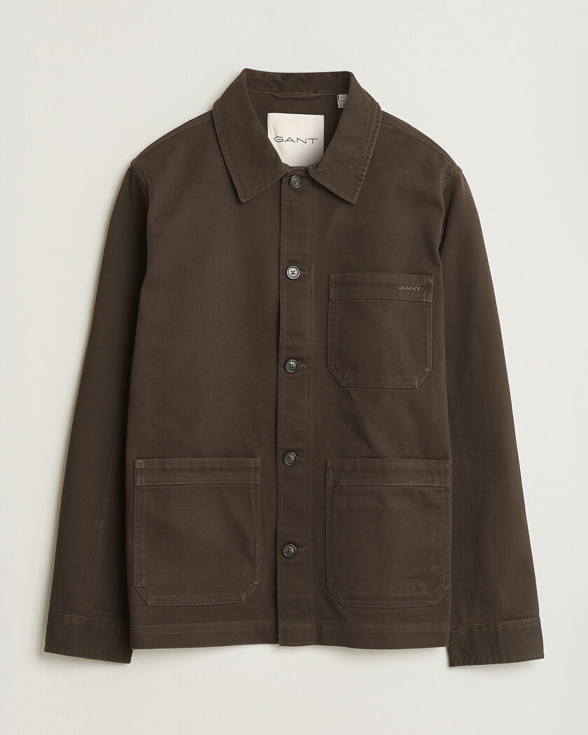 Gant Regular Fit Brushed Twill Overshirt Black Brown – Marrone