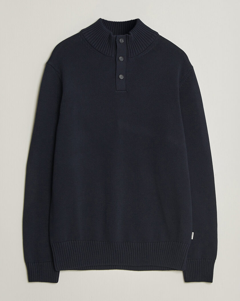 Gant Supima Cotton Half Buttoned Neck Evening Blue – Blu