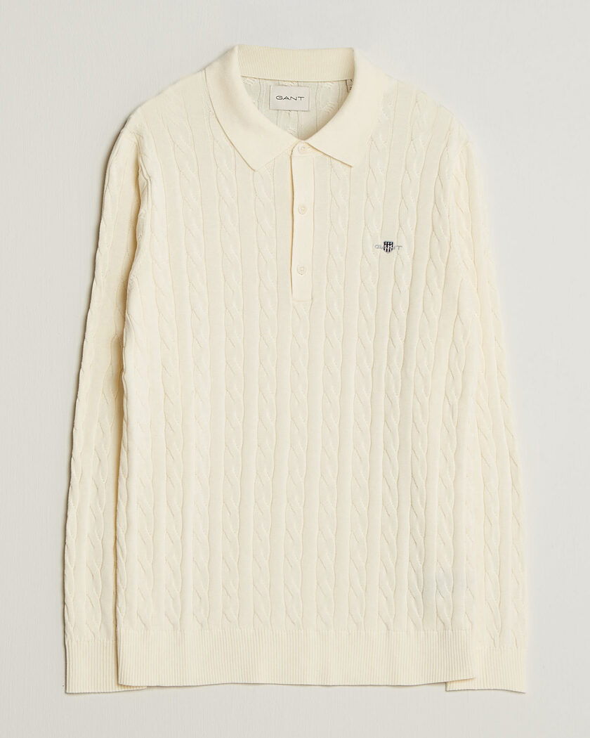 Gant Cotton Cable Polo Cream – Bianco