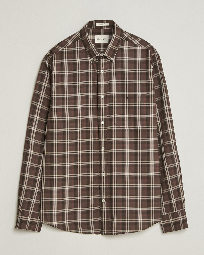 Gant Regular Fit Twill Checked Shirt Faded Taupe – Marrone