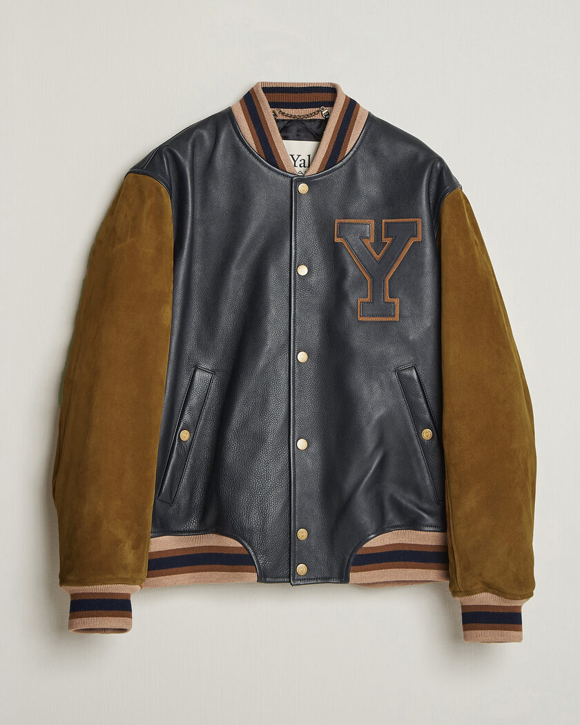 Gant YALE Suede/Leather Varsity Jacket Navy – Blu
