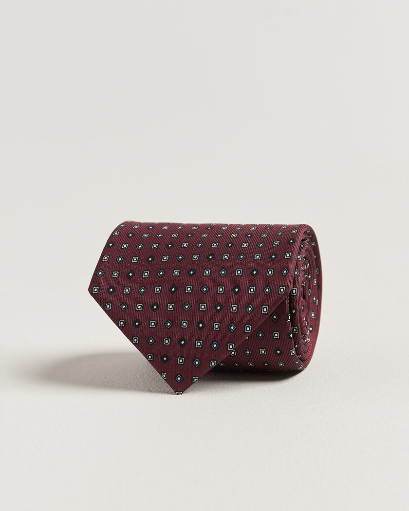 E. Marinella 3-Fold Printed Silk Tie Burgundy – Rosso