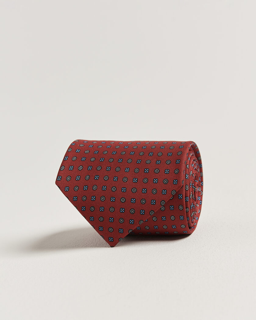 E. Marinella 3-Fold Printed Silk Tie Dark Red – Rosso