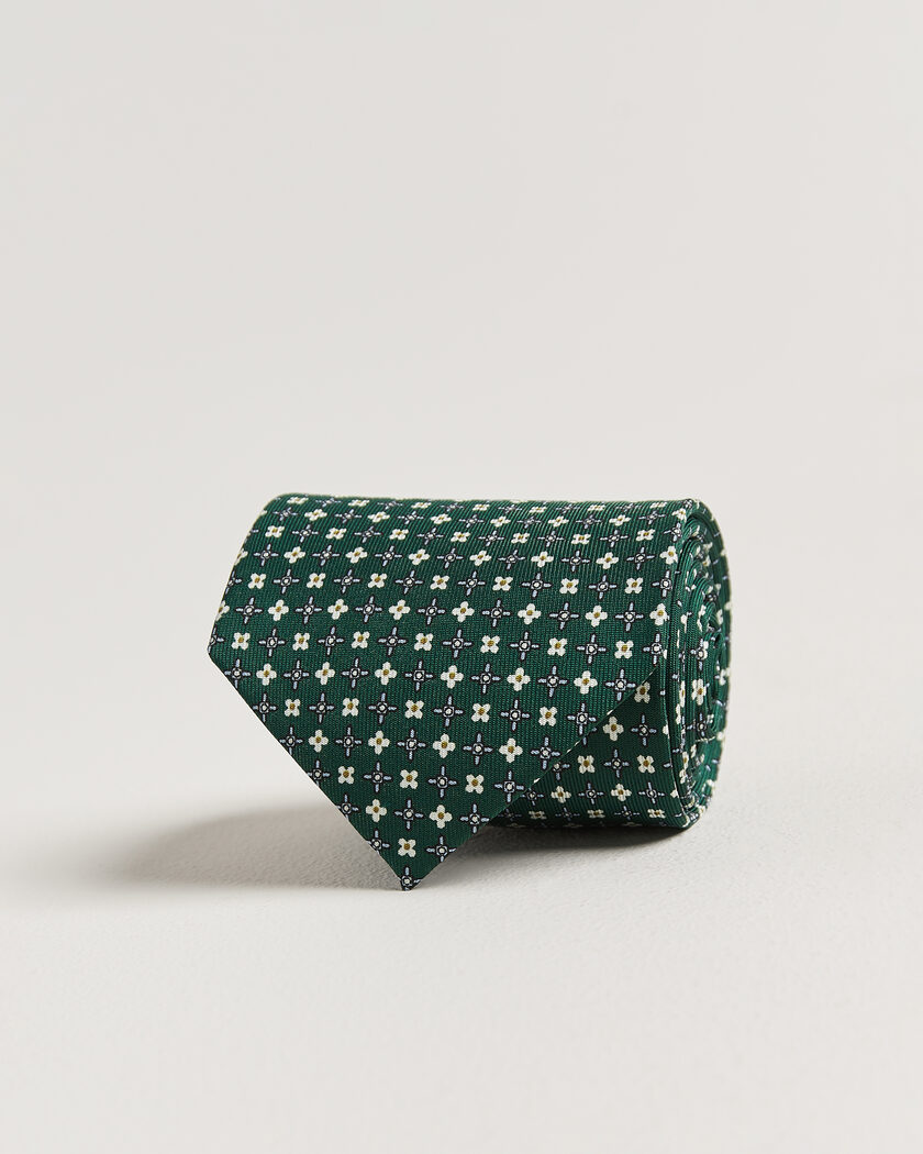 E. Marinella 3-Fold Printed Silk Tie Dark Green – Verde