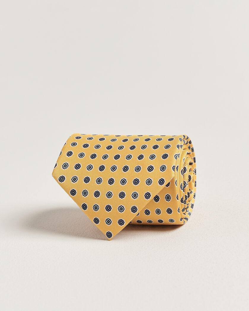 E. Marinella 3-Fold Printed Silk Tie Yellow – Giallo