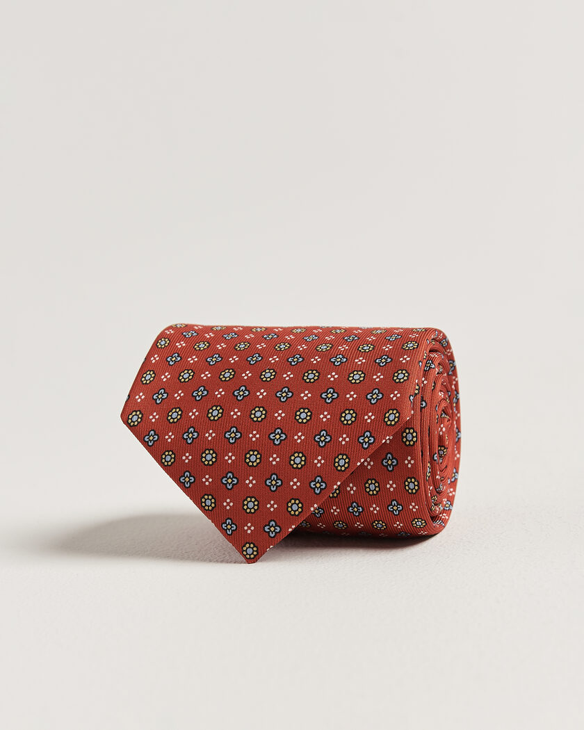 E. Marinella 3-Fold Printed Silk Tie Red – Rosso