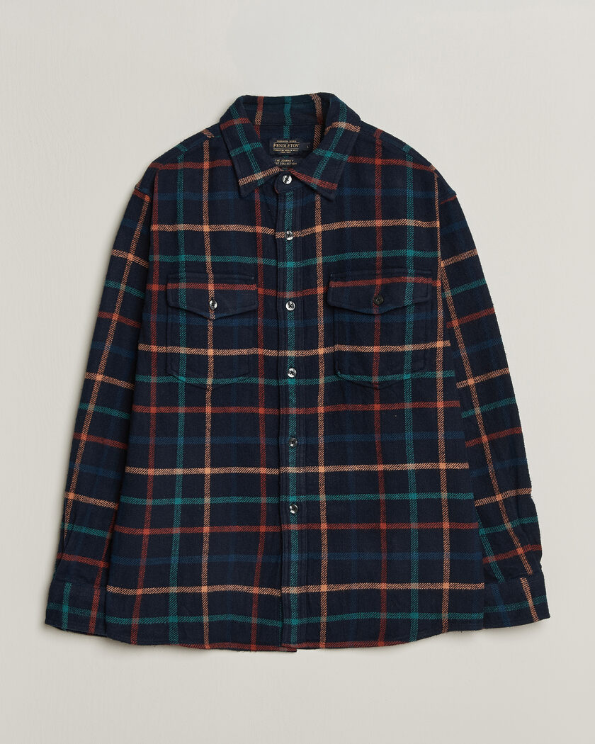 Pendleton Big Pocket Shirt Dark Blue Check – Blu