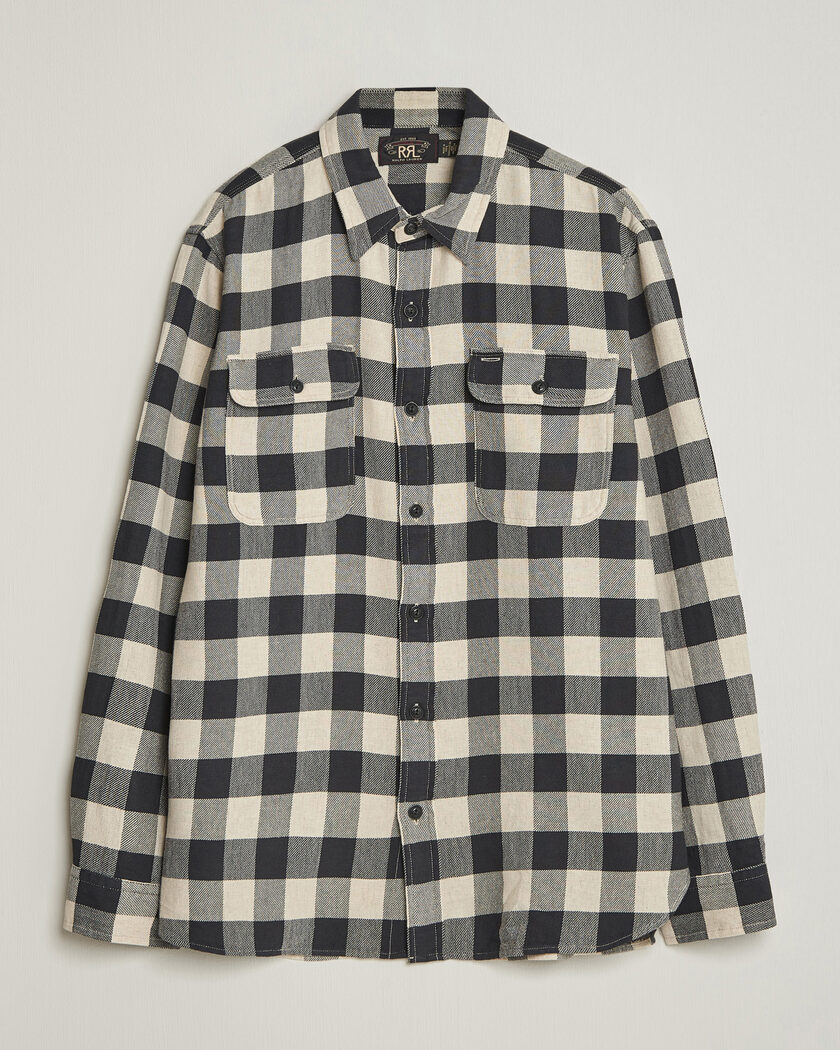 RRL Matlock Plaid Shirt Black/Cream – Nero