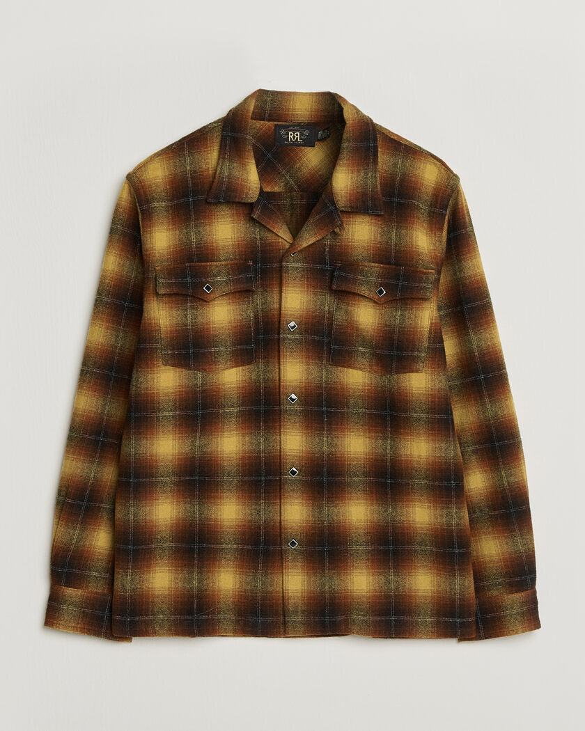 RRL Jesse Plaid Camp Shirt Orange/Yellow – Arancione