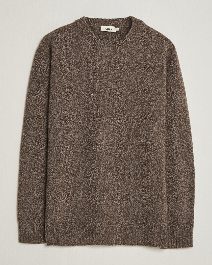 Altea Wool/Cashmere Crew Neck Pullover Brown Melange – Marrone
