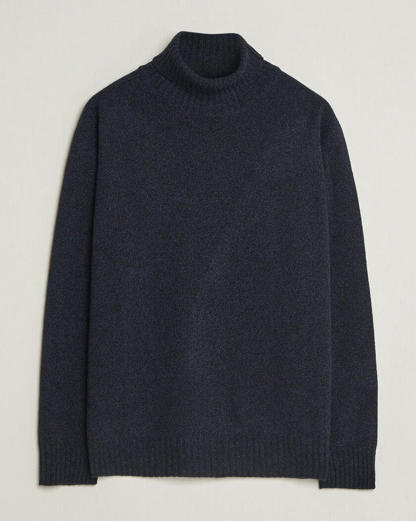 Altea Wool/Cashmere Rollneck Navy Melange – Blu