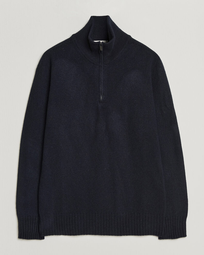 Altea Wool/Cashmere Half Zip Navy – Blu