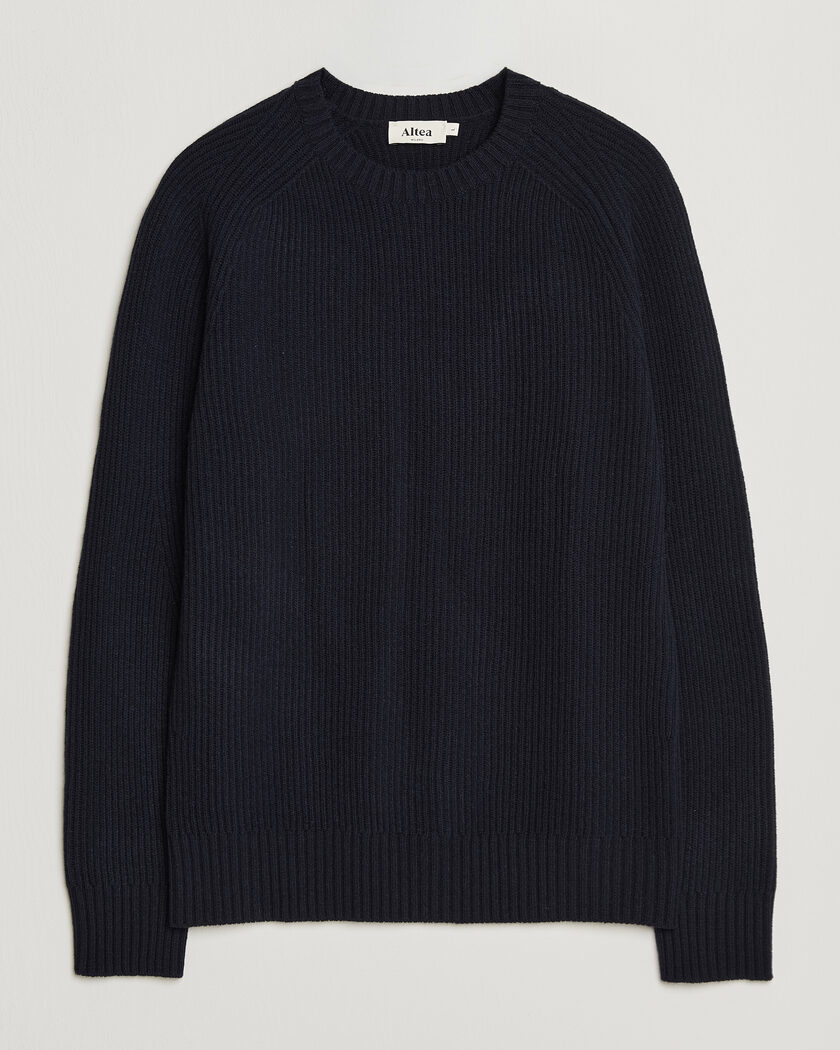 Altea Rib Wool Crew Neck Navy – Blu