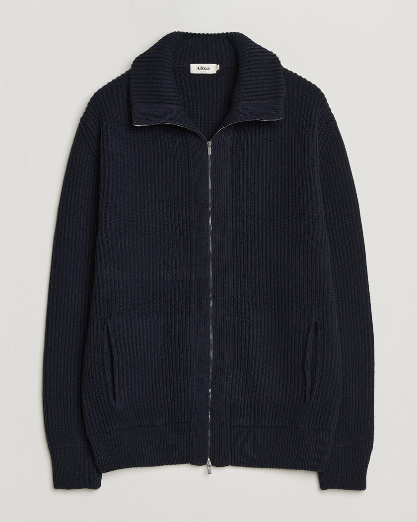 Altea Rib Wool Bomber Cardigan Navy – Blu