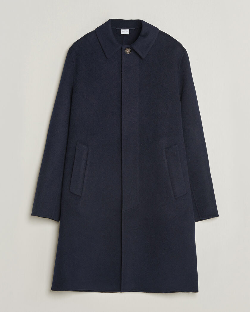 Aspesi Double Wool Coat Navy – Blu