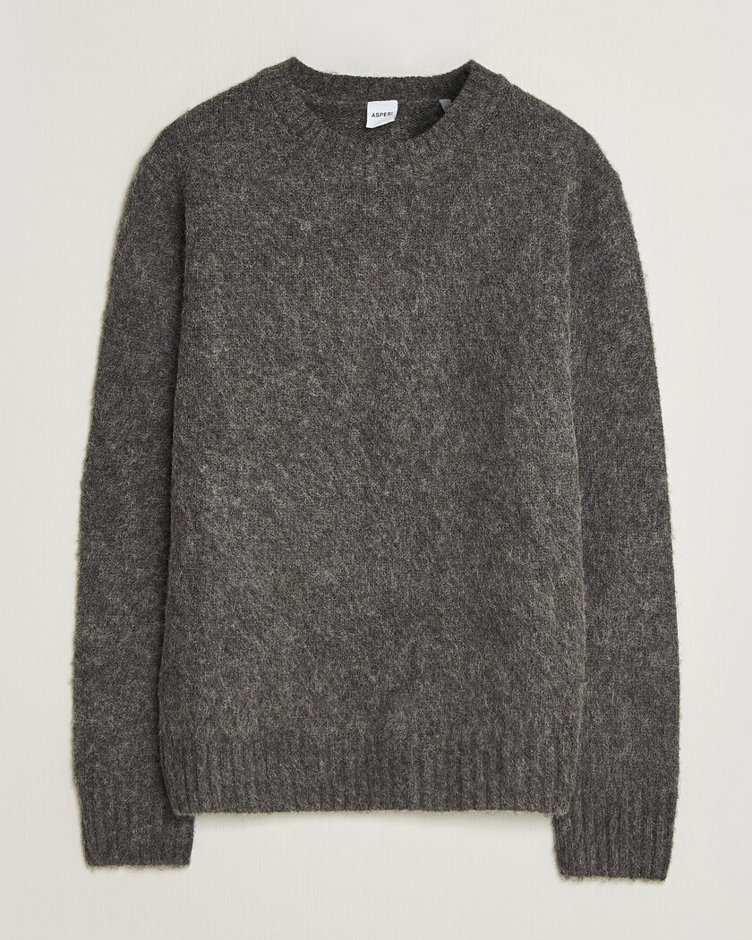 Aspesi Brushed Shetland Sweater Grey Melange – Grigio