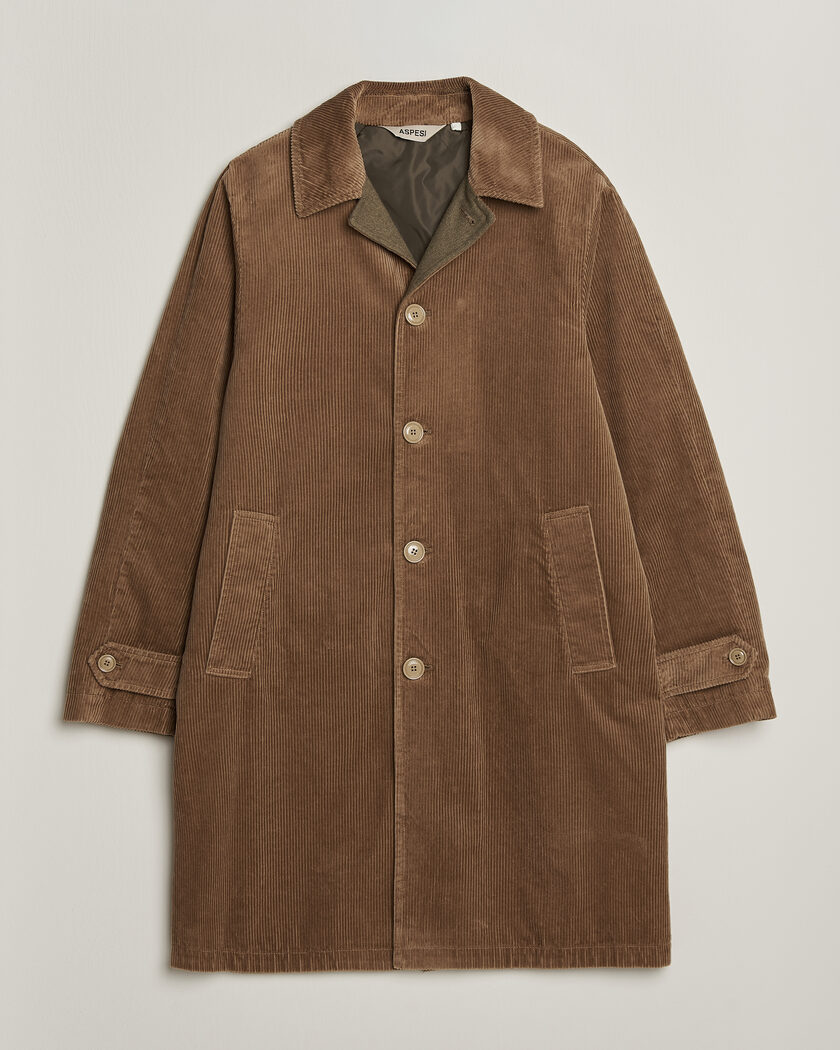 Aspesi Corduroy Raglan Coat Beige – Marrone