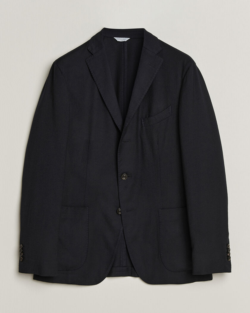 Boglioli K Jacket Soft Touch Flannel Blazer Navy – Blu