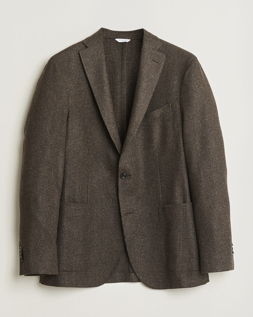 Boglioli K Jacket Wool Houndstooth Blazer Dark Brown – Marrone