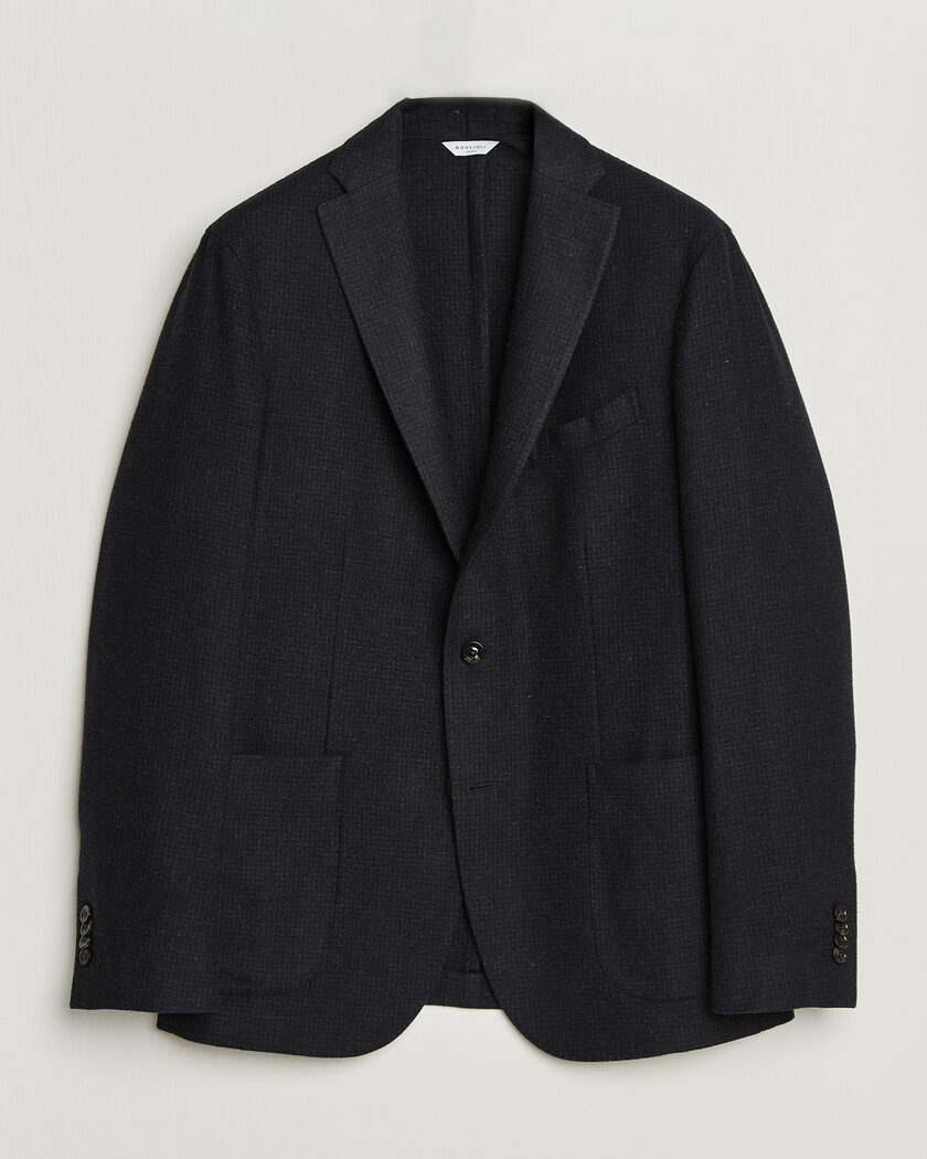 Boglioli K Jacket Wool Houndstooth Blazer Navy – Blu
