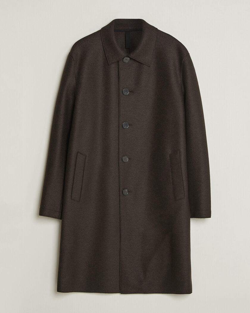 Harris Wharf London Pressed Wool Mac Coat Dark Brown – Marrone