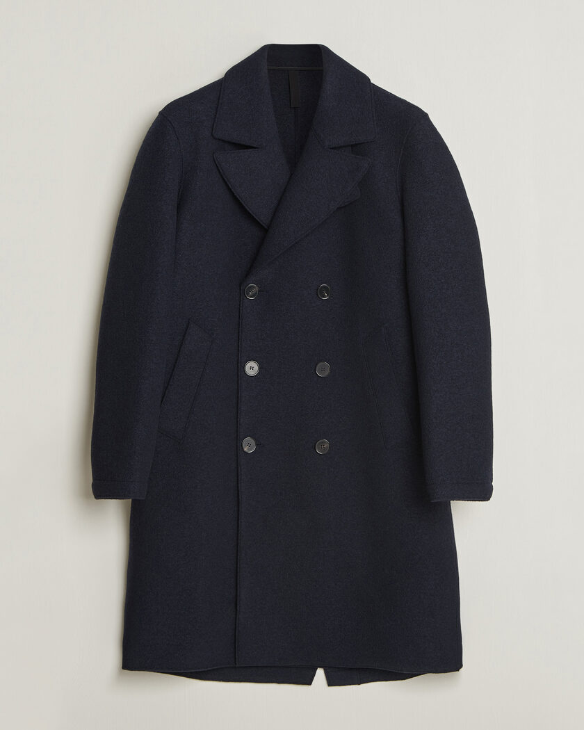 Harris Wharf London Pressed Wool Long Peacoat Navy Blue – Blu