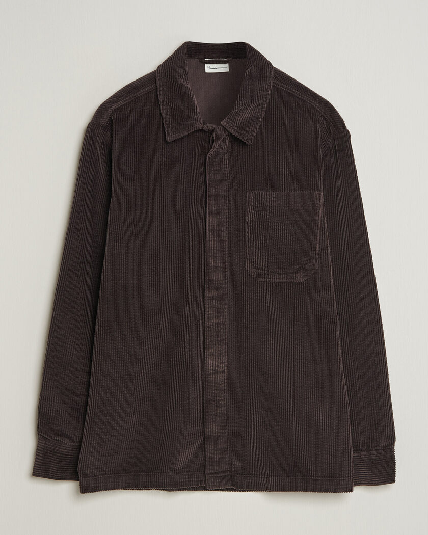 KnowledgeCotton Apparel Cotton Corduroy Overshirt Chocolate – Marrone