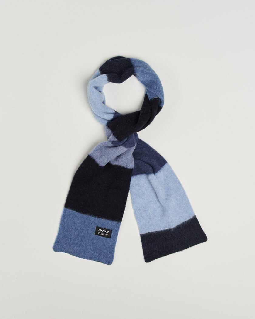 Robert Mackie Rona Ribbed Shaggy Lambswool Scarf Blue – Blu