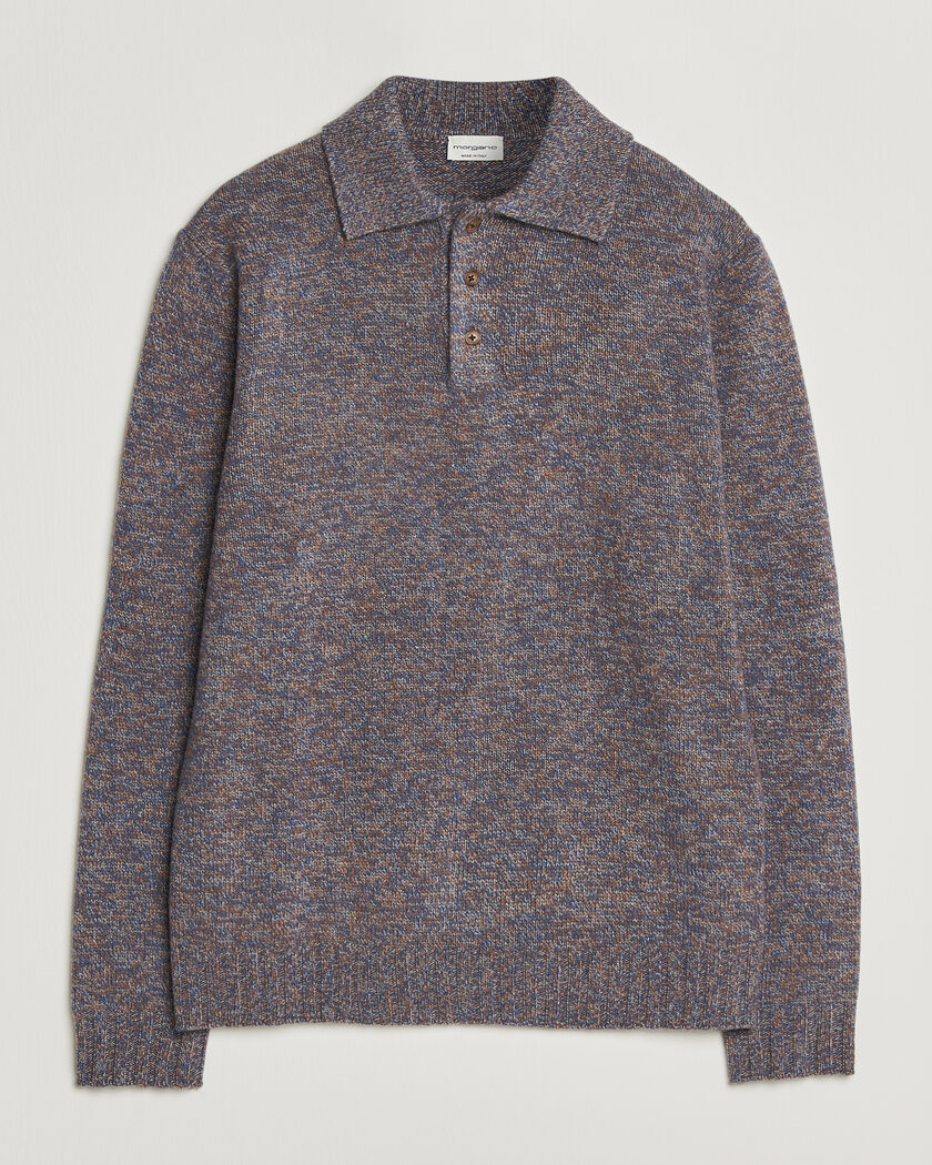 Morgano Wool/Cashmere Knitted Polo Blue – Blu